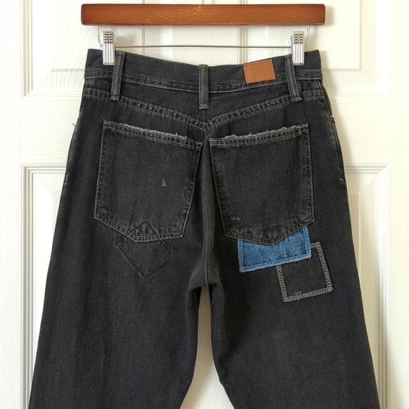 BDG Urban Outfitters Patchwork High Waisted Cropped Tapered Leg Jeans Black 27 - Picture 5 of 13